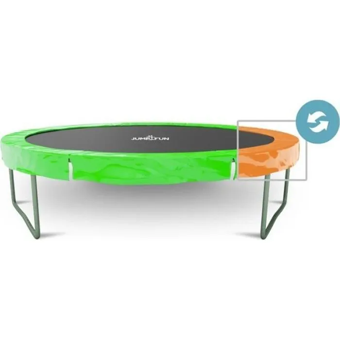 Coussin de protection des ressorts pour Trampoline JUMP4FUN - ø185cm - Réversible Orange/Vert - Montage facile-0