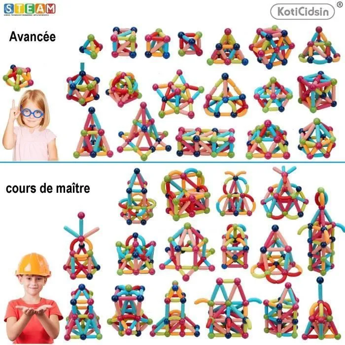 KotiCidsin Jeu de Construction Magnétique, 68PCS, Bâtons Magnétiques de Construction, Jeux Educatifs, Jouet-3