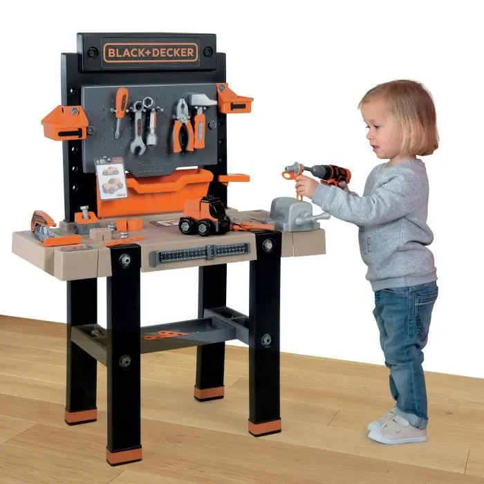 Smoby - Etabli bricolo Ultimate Black and Decker - Bruits réalistes - 95 accessoires - Voiture à construire - Fabrication française-3