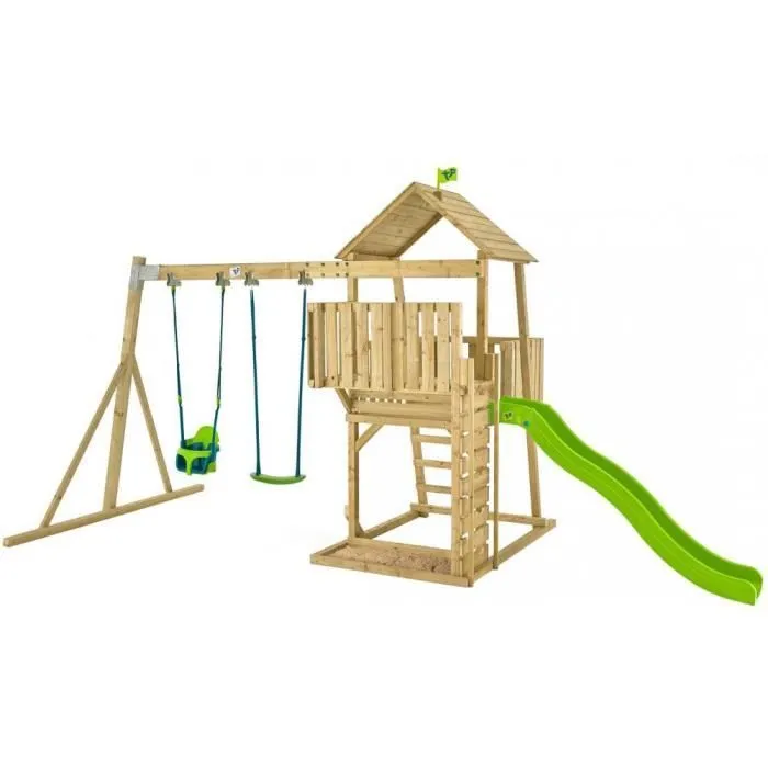 Aire de jeux en bois avec glissière et portique Kingswood-0