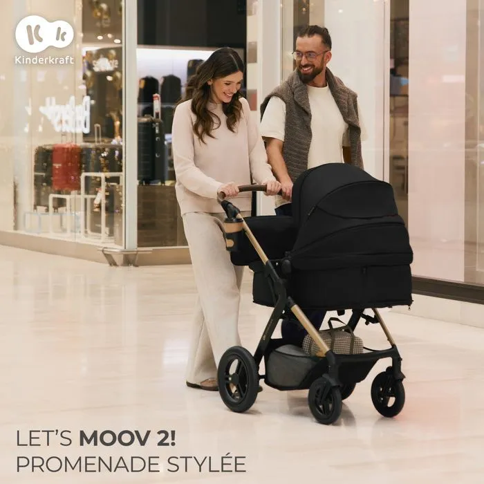 Poussette 3 en 1 Combinée - KINDERKRAFT MOOV2 XL - avec Siège auto I-size - Grande nacelle XL - Système de voyage - Noir-1