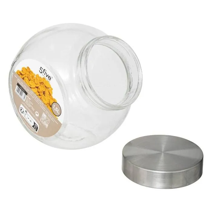 Bocal à bonbons en verre et inox - Secret de Gourmet - 16 x 11.5 x 16 cm-3
