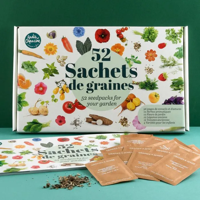 Radis et Capucine - Coffret 52 sachets de graines à semer-1