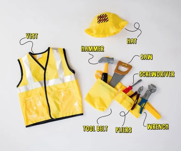 Bricolage - etabli - outil Dress up america - 705 - Jeu d'habillage de jeu de role d'ouvrier de construction d'enfants-1