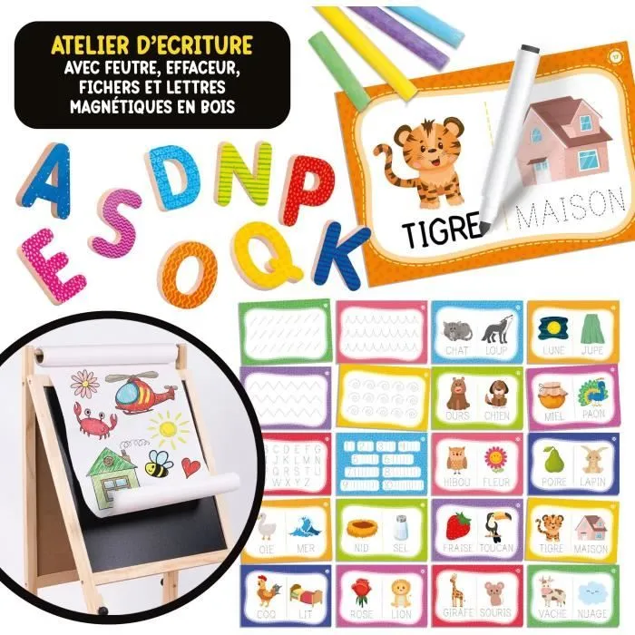 Tableau évolutif - LISCIANI - Montessori - Grand tableau en bois - Réglable et magnétique - Activités éducatives-5