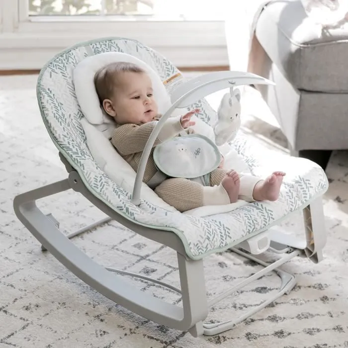 INGENUITY Transat bébé bascule évolutif 3-en-1 Keep Cozy -Spruce- 3 Positions: arche avec jouets peluches amovible, 0 à 30 mois-2