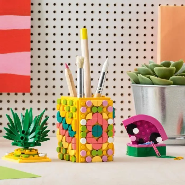 LEGO® DOTS 41906 Le Pot à Crayons Ananas, Activité Manuelle, Accessoires de Bureau, Loisirs Créatifs et Bricolage pour Enfant-2