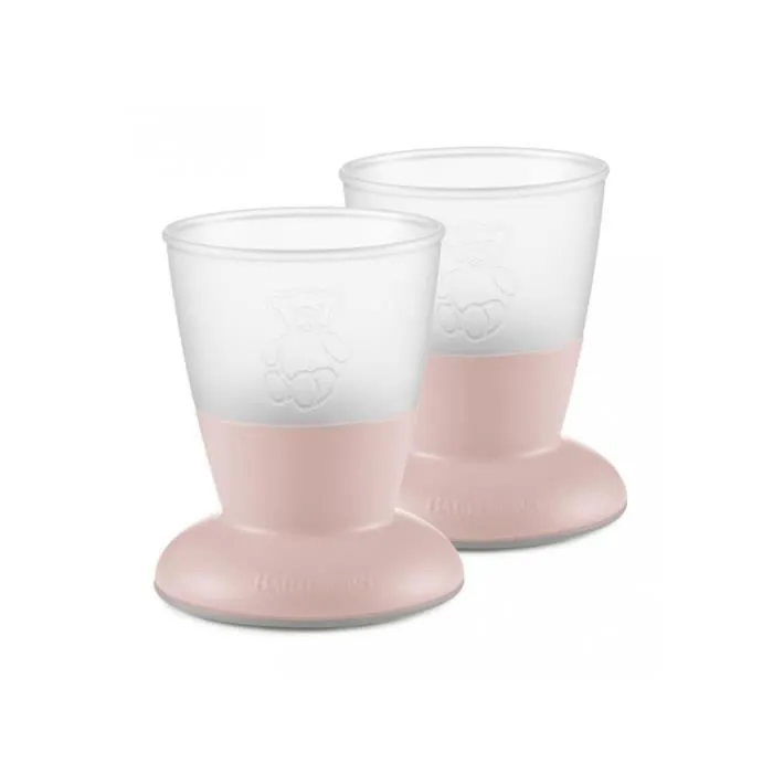 Verre pour Bébé - BABYBJÖRN - Lot de 2 - Rose pastel - Facile à saisir-0