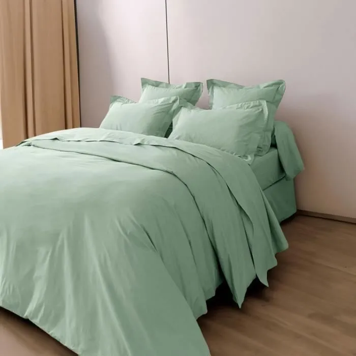 Housse de couette percale de coton peigné "Julian" Coton Pur - Julian Céladon - Housse de couette 260 x 240 cm-0