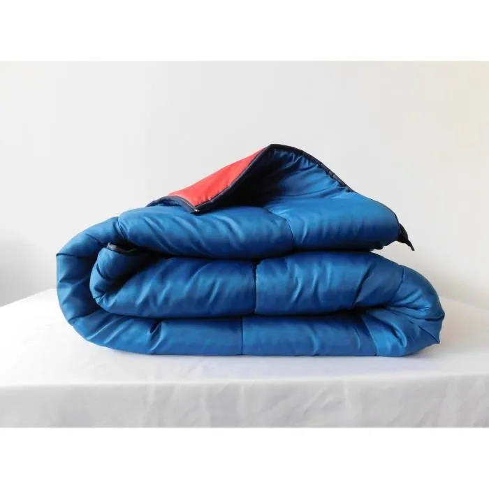 Couette Ultra Légère Bleu/Rouge - 1 personne - Spécial Eté - MORTREUX-0