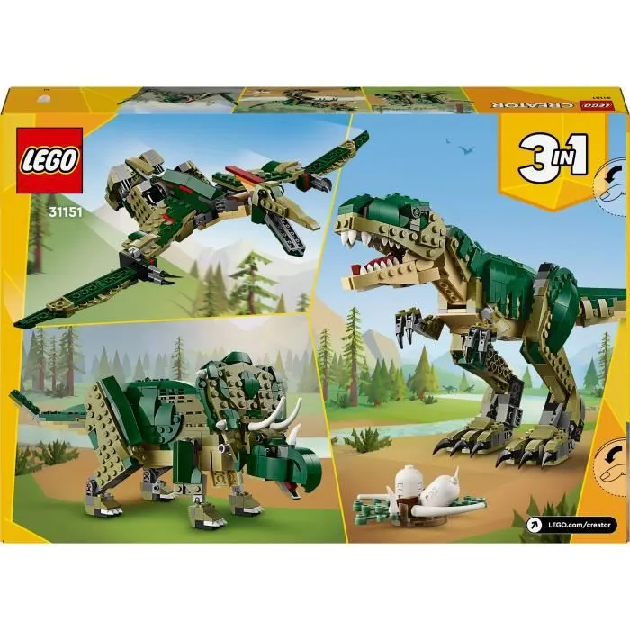 LEGO® Creator 31151 3-en-1 Le T-rex - Dinosaure jouet tricératops ou ptérodactyle-5