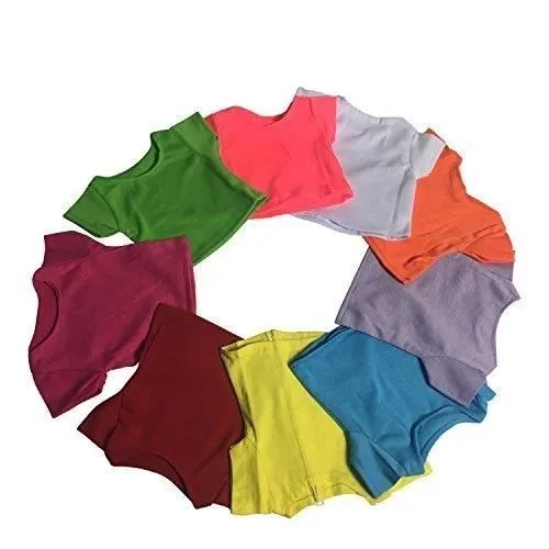 T-Shirt pour poupées - The New York Doll Collection - Lot de 10 - Manches courtes - Couleurs variées - 18 pouces-0