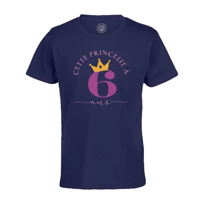 T-shirt Enfant Bleu Cette Princesse À 6 Ans Anniversaire Celebration Enfant Cadeau-0