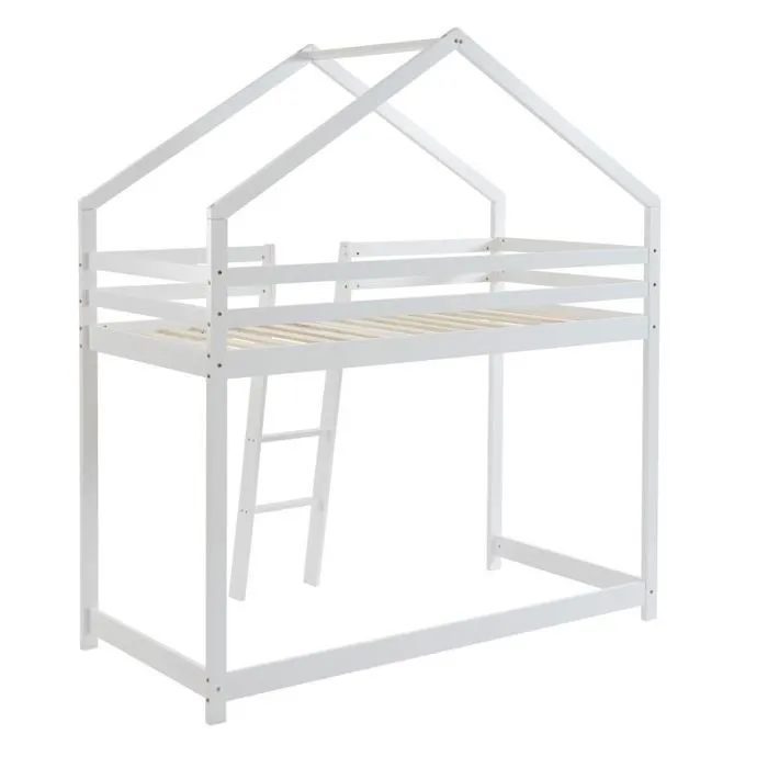 Lit cabane mezzanine Jardin des Petits Dormeurs Blanc 90x190 - Laïba Kids-4