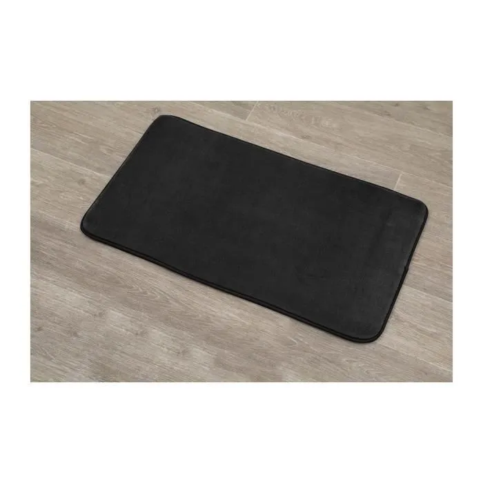 TENDANCE - Tapis de salle de bain Noir en Microfibre 45 x 75 cm-1