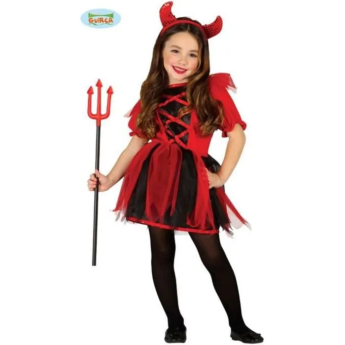 Déguisement Diable Enfant - Marque - Modèle - Polyester - Fille - Rouge-0