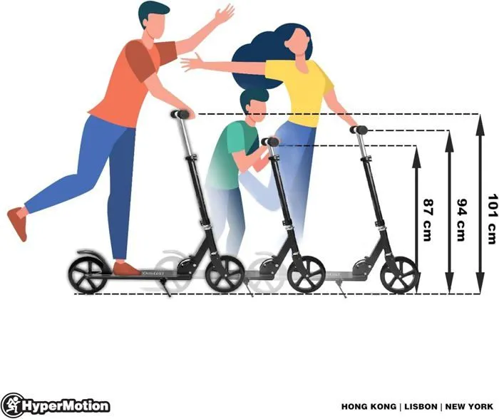 HyperMotion Trottinette Enfant Ados ROCKSTER (charge Max 100 kg) Pliable | Frein à Pied | Roue 200 mm| ABEC-7 Antidérapante | Noir-3