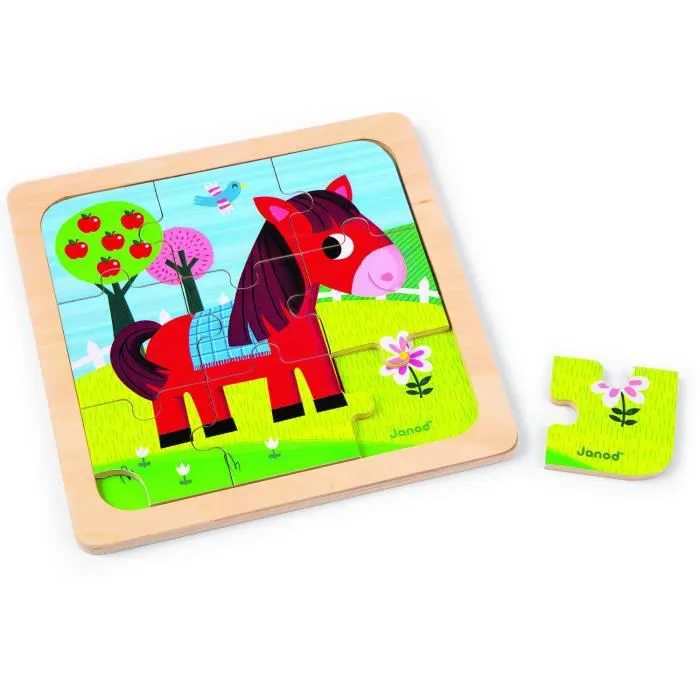 Puzzle en bois Cheval Tornado JANOD - 9 pièces - Mixte - Dès 18 mois-0