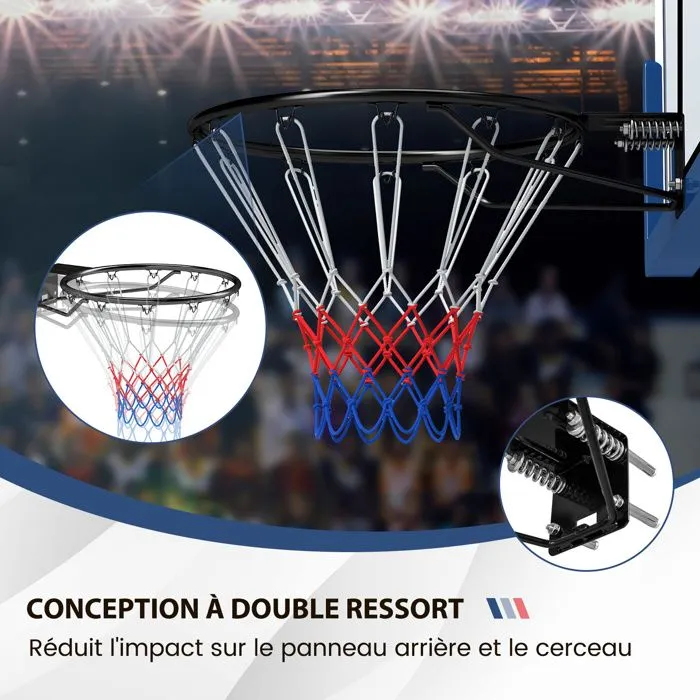Cerceau Panier de Basket-ball Mural 45 cm COSTWAY-Filet Toutes Saisons-Double Ressort 12 Boucles pour Intérieur/Extérieur-Noir-5