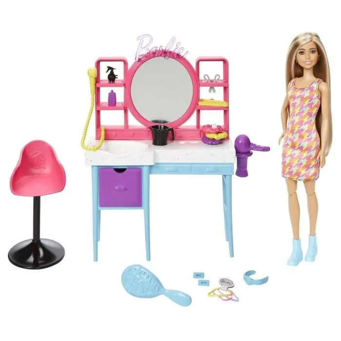 Coffret de Coiffure - BARBIE - Ultra Chevelure - Poupée Cheveux Colorés - 15 Accessoires - Pour Enfants 3-10 ans-2