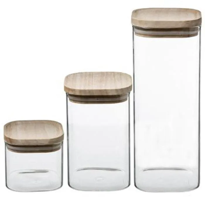 Lot de 3 Bocaux "Empilables" 24cm Transparent-1