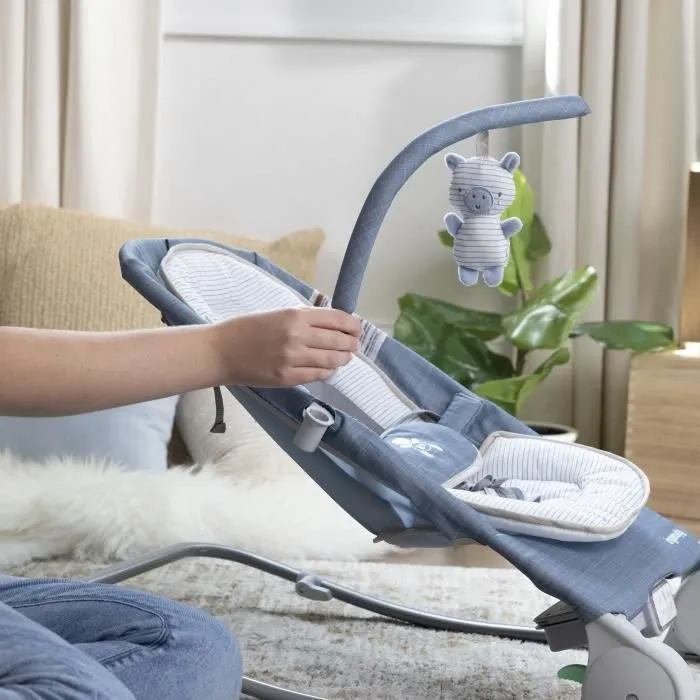 INGENUITY Transat Happy belly - Chambray, Position fixe ou à bascule, Pliage ultra-compact avec sac de rangement fourni-6
