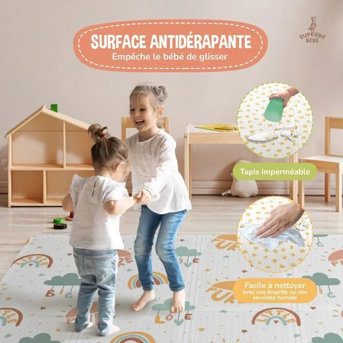 Tapis de Jeu en mousse, épais et pliable pour enfants - 180 x 120 x 1 cm - PURE BIG LOVE | SUPERBE BEBE-3