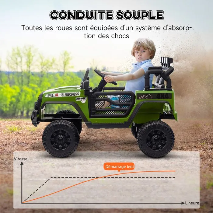 Buggy électrique enfant - AIYAPLAY - télécommande 2.4Ghz - 2 moteurs 12 V - 3 vitesses - vert-5
