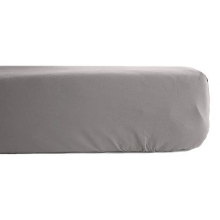 Drap housse percale pur coton 80 fils/cm² Vent du sud - Cendre - 80 x 200 cm bonnet de 35 cm-0