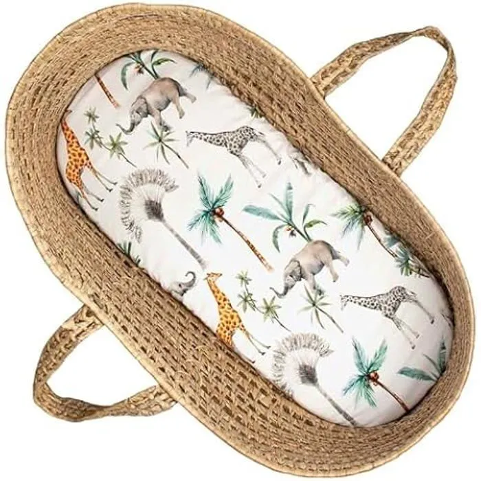 Drap Housse couffin Ovale - SEVIRA KIDS - Collection Safari - Satin de coton - Fabrication française-0