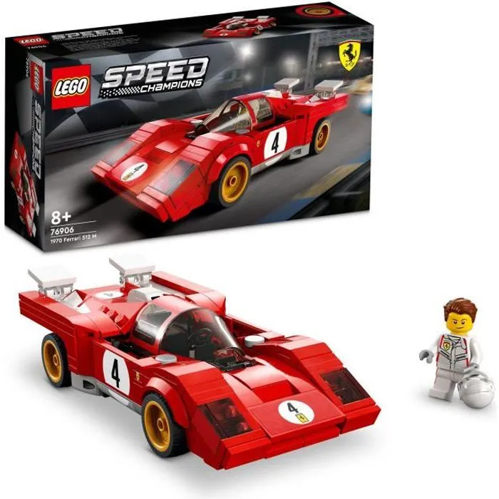 LEGO® 76906 Speed Champions 1970 Ferrari 512 M Modèle Réduit de Voiture de Course, Jouet de Construction pour Enfants