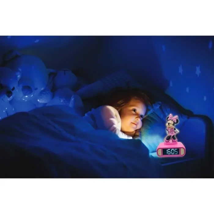 Réveil digital Minnie 3D avec veilleuse lumineuse et effets sonores - LEXIBOOK - Pile - Rose et noir-3
