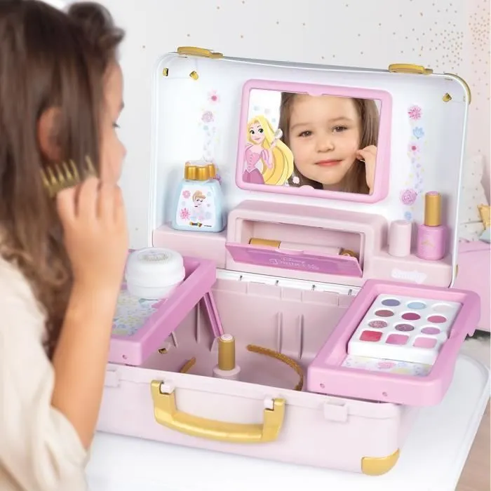 Smoby - Disney Princesse - Valise beauté facile à transporter - 13 accessoires inclus : coiffure, onglerie, maquillage - Fabricatio-1