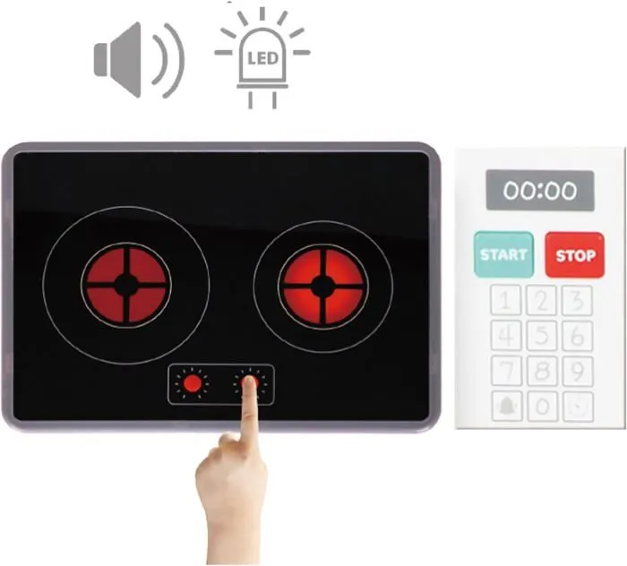 Cuisine Enfant en Bois Mamabrum, Interactive Grande Cuisinière L avec Accessoires, Réfrigérateur, Micro-ondes, Four, Lave-linge-4