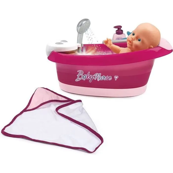 Baignoire Balnéo Baby Nurse - Smoby - Jets d'eau, bulles et lumières LED-0