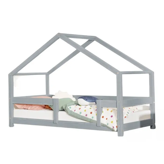 Lit cabane enfant LUCKY 80 x 180 gris-0