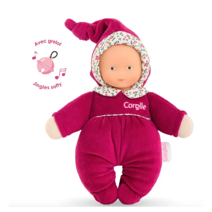Doudou - Corolle - Babidoux Rose Grenadine - Doux et souple - Stimule les sens - Cadeau de naissance idéal-0