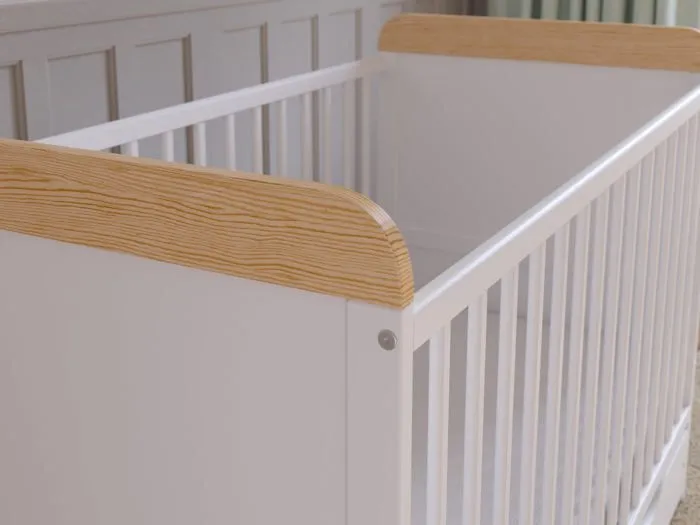 Lit Bebe Evolutif Avec Matelas - Lit Bebe avec tiroir 120x60 cm Bois,Pin-Blanc convertible-3