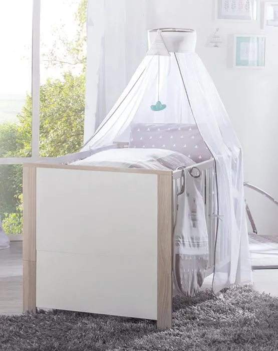 Lit Bébé Olaf 70x140 cm - ROBA - Transformable en lit junior - Tiroir de rangement - Bois Blanc / Effet Bois-5