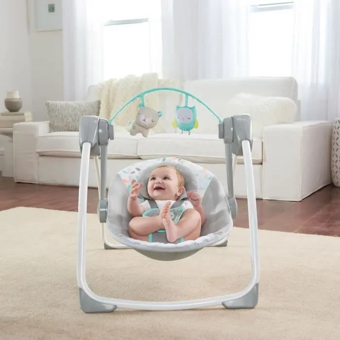 INGENUITY Transat bébé balancelle électrique pliable - Foret - Arche, jouets amovible, réglages balancement, minuterie, inclinaison-3