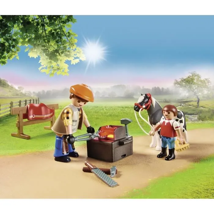 PLAYMOBIL - 70518 - Maréchal-ferrant et véhicule avec forge mobile et accessoires - Playmobil Country-4