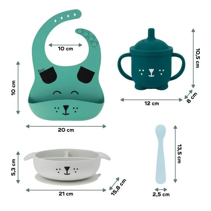 Babymoov Coffret Repas 15-24 m LEARN'ISY, 1 Bol, 1 Tasse, 1 Bavoir, 1 Cuillère, Chien-5