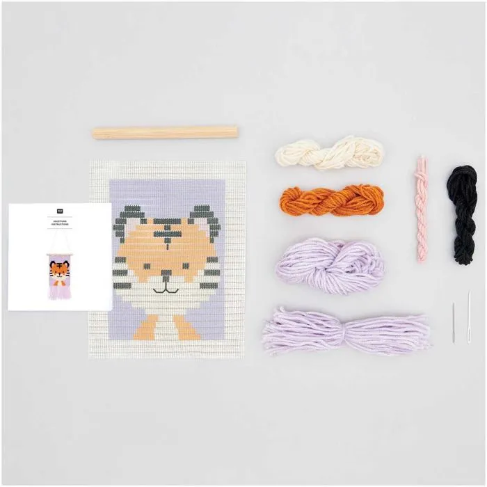 Kit DIY broderie - Rico Design - Tigre - 18 x 30 cm - Fanion - Mixte-1
