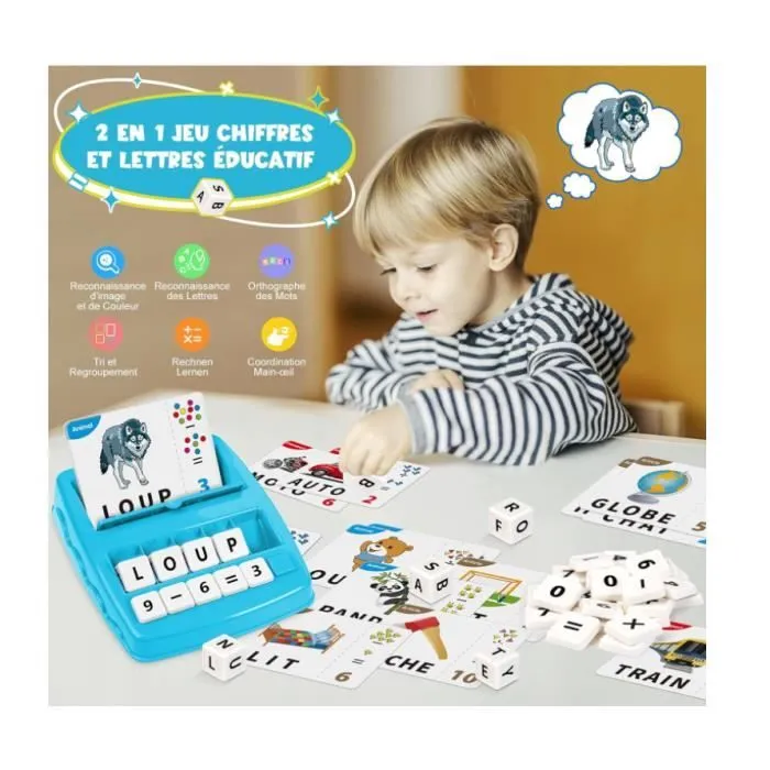 Jeux de Société - Non spécifié - Lettre Scrabble - Éducatif 2 en 1 - Pour enfants 3-8 ans - Bleu Clair-1