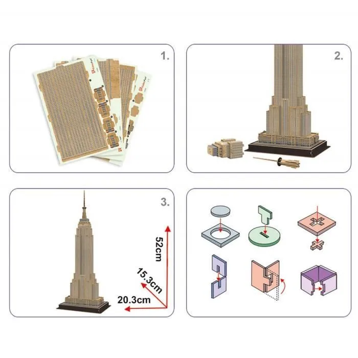 Puzzle 3D Empire State Building - CUBICFUN - 54 pièces - Architecture et monument-2