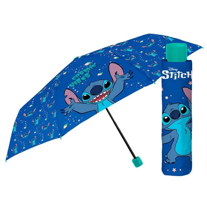 Parapluie pliant manuel - Perletti - Disney Stitch - Bleu - Mixte - Fibre de verre-0