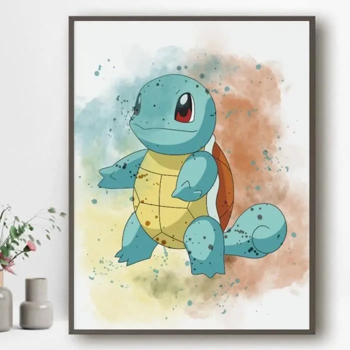 Poster Toile - Pokemon - Carapuce - 30x40cm - Décoration Murale Enfant - Qualité Premium-0