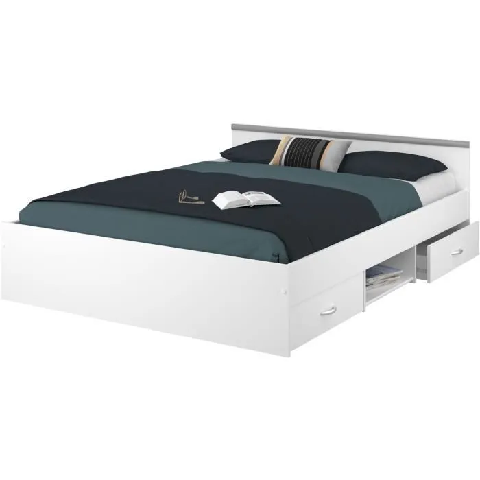 PARISOT ZODIAC Lit adulte 140 x 190 cm - Contemporain - Blanc mat-2