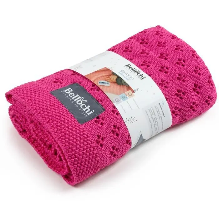 Bellochi Couverture Bébé Naissance - 100% Bambou - Ajourée Couverture Bebe - Confortable Aéré Fait Main - 100x80 cm - Mallow-0