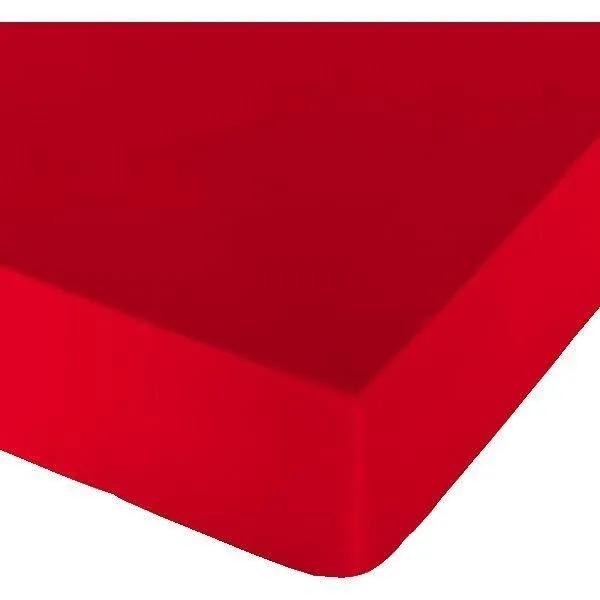 Drap housse - Naturals - Rouge - 105 x 190 cm - Fibre naturelle - Lavable-1